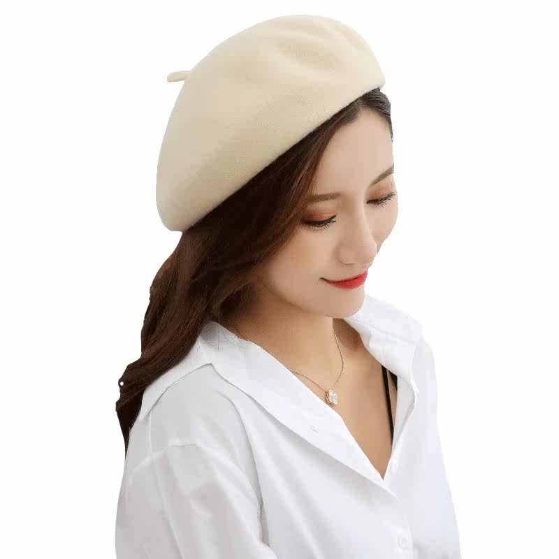 卷边女帽时尚气质高档优雅秋冬初冬卡其色洋气灰色驼色帅气圆脸