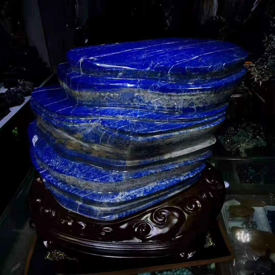 阿富汗天然蓝色奇石帝王青金石玉石转运原石书房摆件