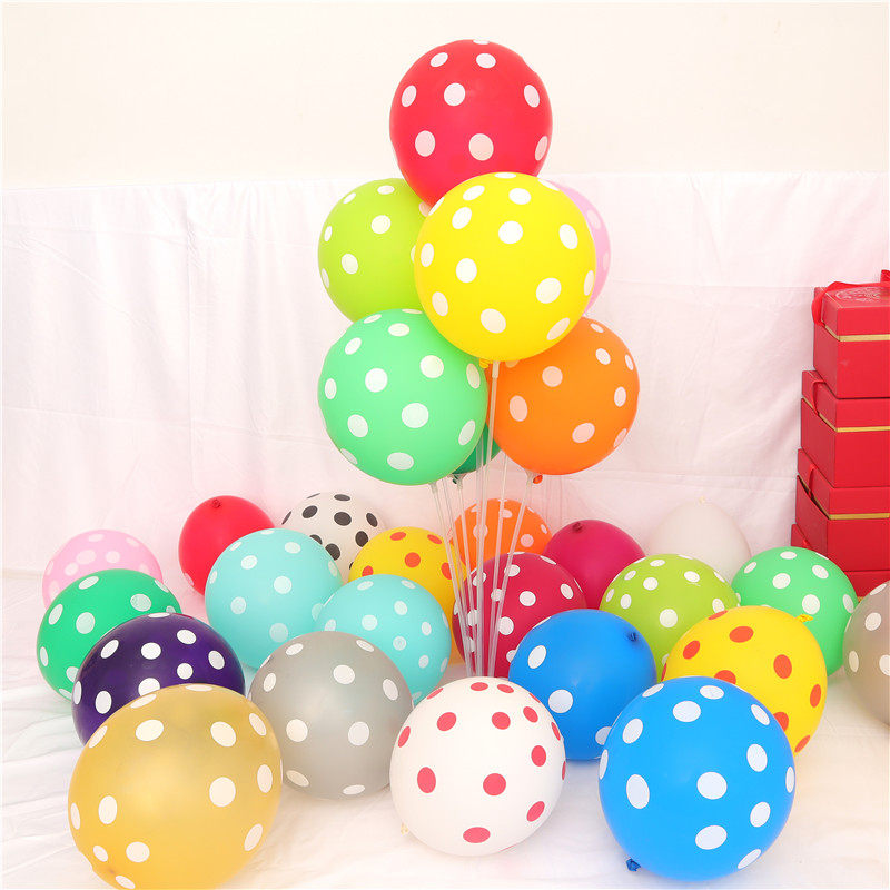 波点乳胶气球100个印花幼儿园场景布置开学开业气球