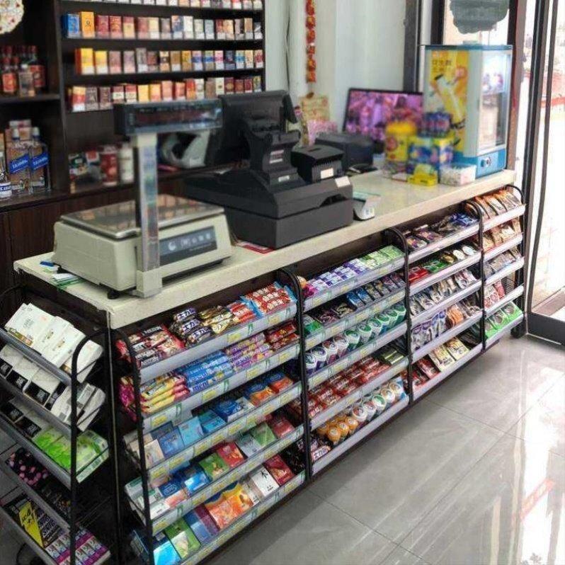 收银台货架台前摆件层架展柜桌上超市落地柜台口香糖柜