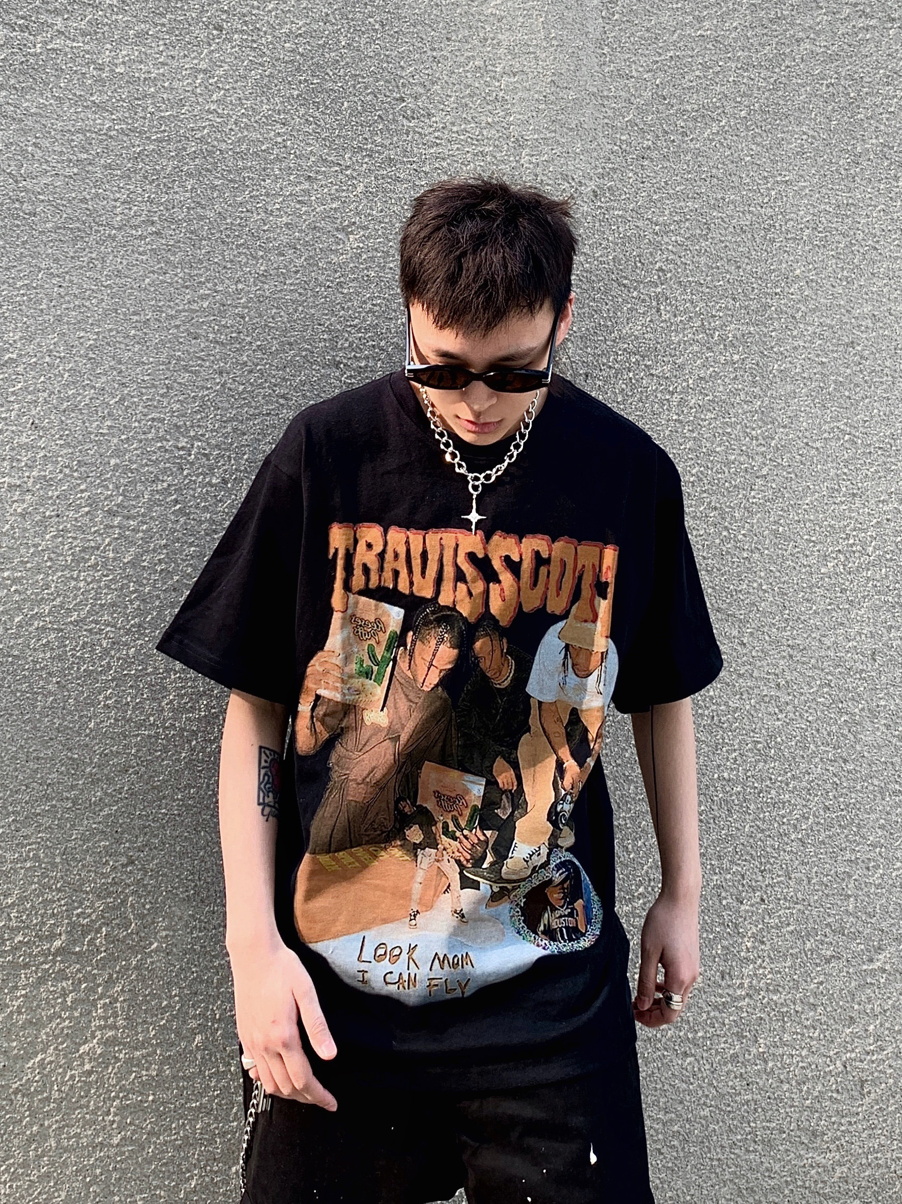 a11slave20ss嘻哈歌手人物喷涂travisscott高街短袖男女t恤