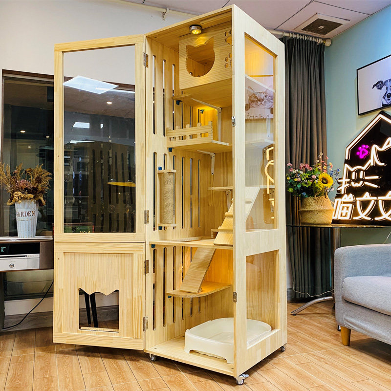 笼猫别墅实木豪华猫舍猫窝展示柜宠物繁育自由笼子