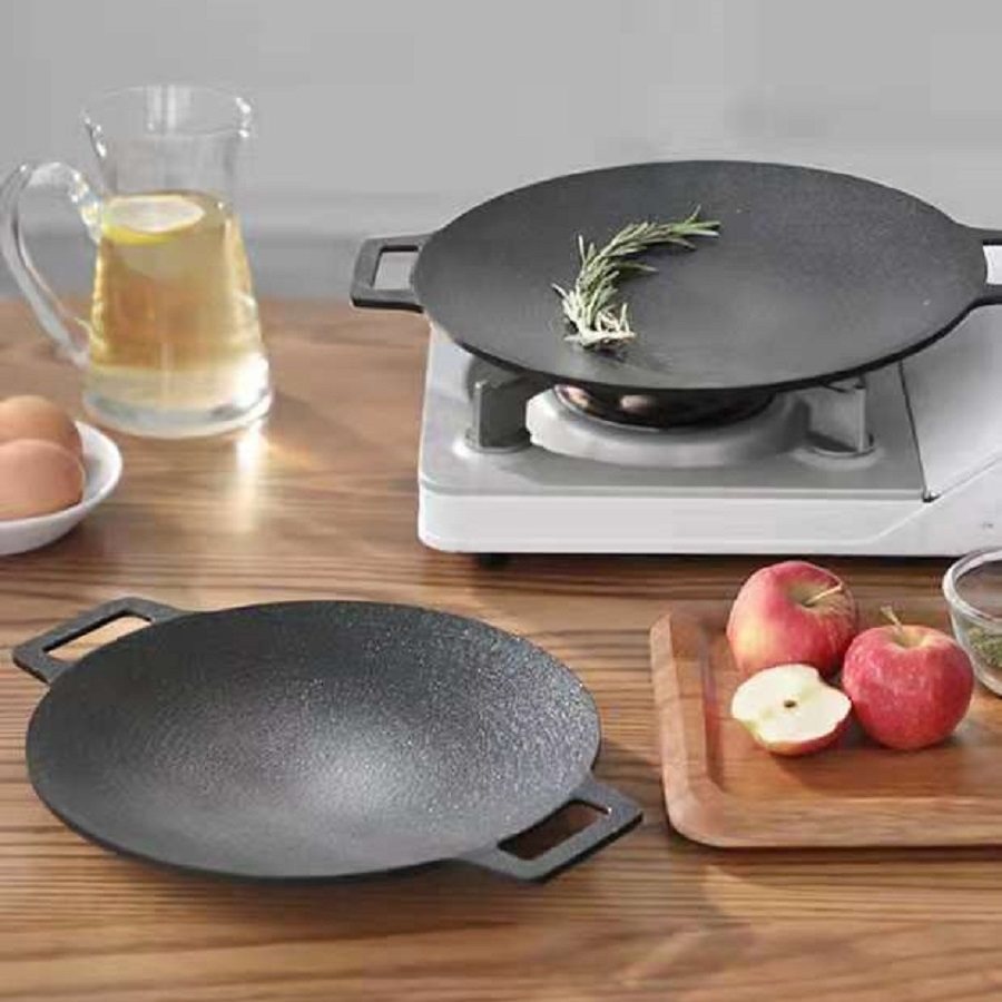 韩国吃播兴森同款onhwa不粘锅浅平口锅露营野外餐烧烤锅部队肉盘-mc