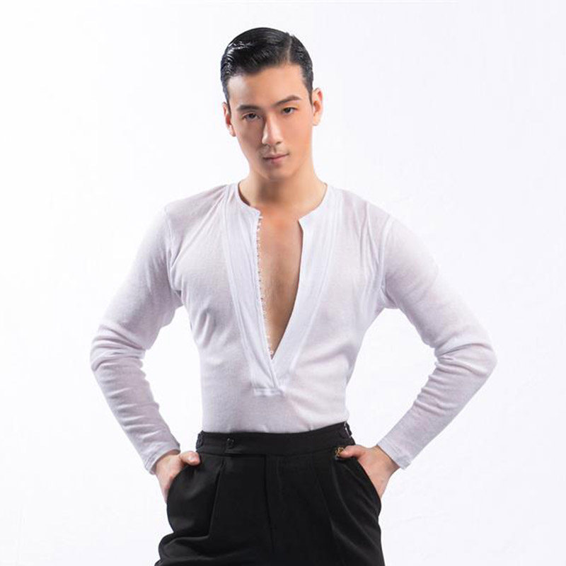 拉丁舞东鑫舞服长袖修身上衣恤男成人专业拉丁拉丁舞上装