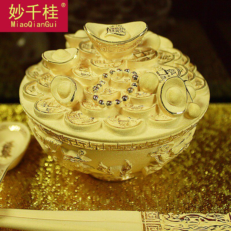 金碗金饭碗纯铜镀金足金黄金摆件公司店铺开业摆件