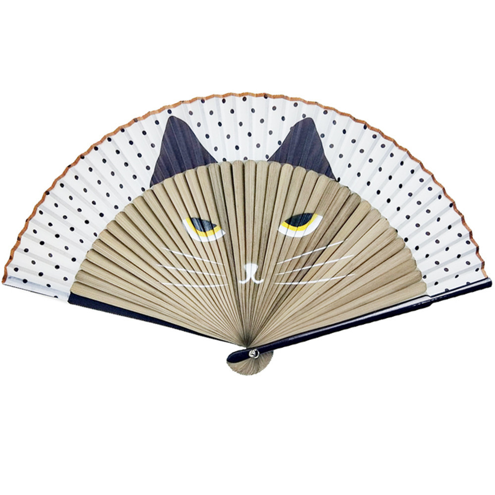 猫咪2021新款现货烤漆扇骨喷绘扇子日式和风扇子