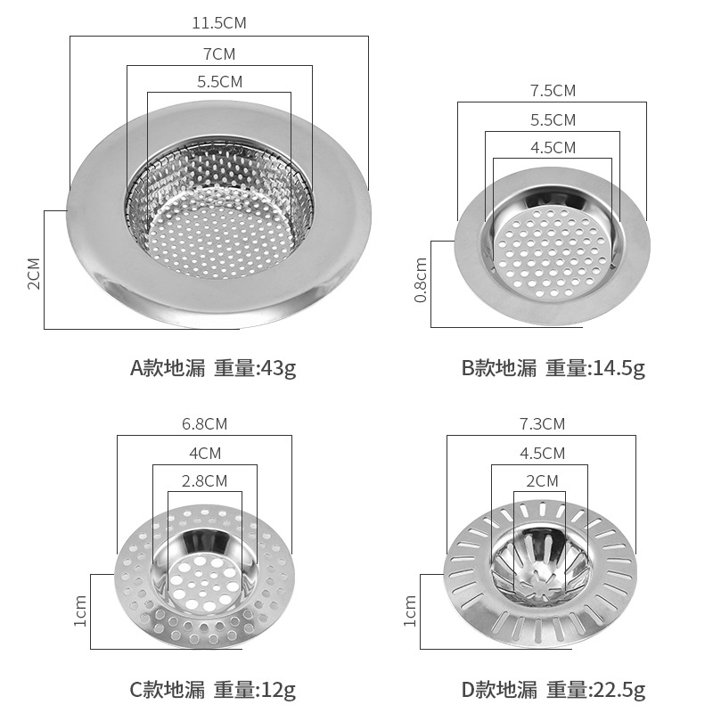 厨房不锈钢水槽过滤网 水池防堵网浴室排水口防塞宽边冲孔地漏