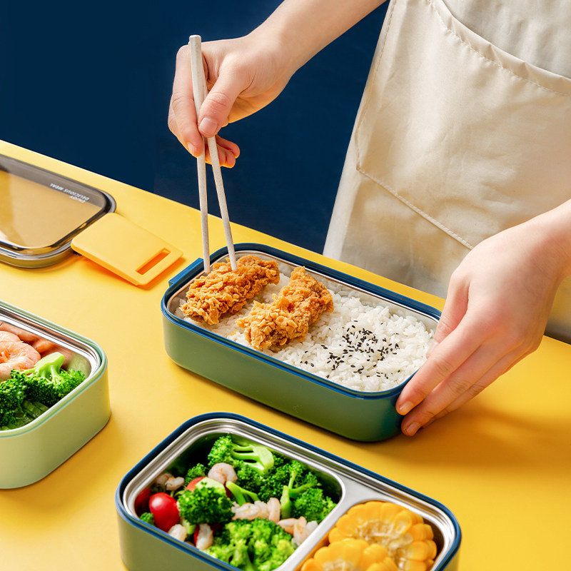 不锈钢保温饭盒上班族分隔型餐盒双层微波炉可加加热饭盒