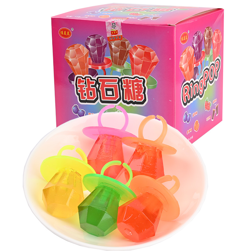 钻石戒指30支水果果味砖石奶嘴手指儿童创意糖果