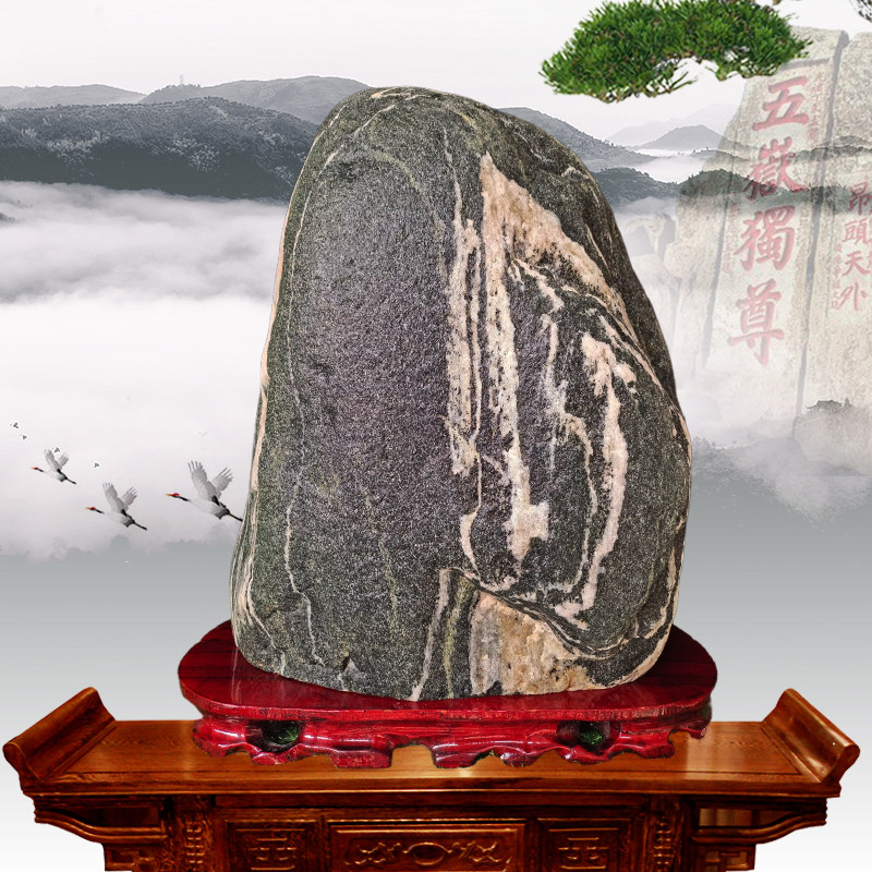 泰山石敢当过门原石风景花纹招财旺运补角山石摆件