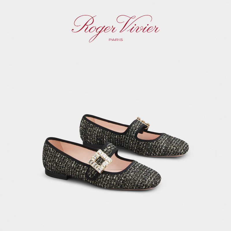 rogervivier女鞋babies系列钻扣芭蕾芭蕾舞舞鞋复古单鞋