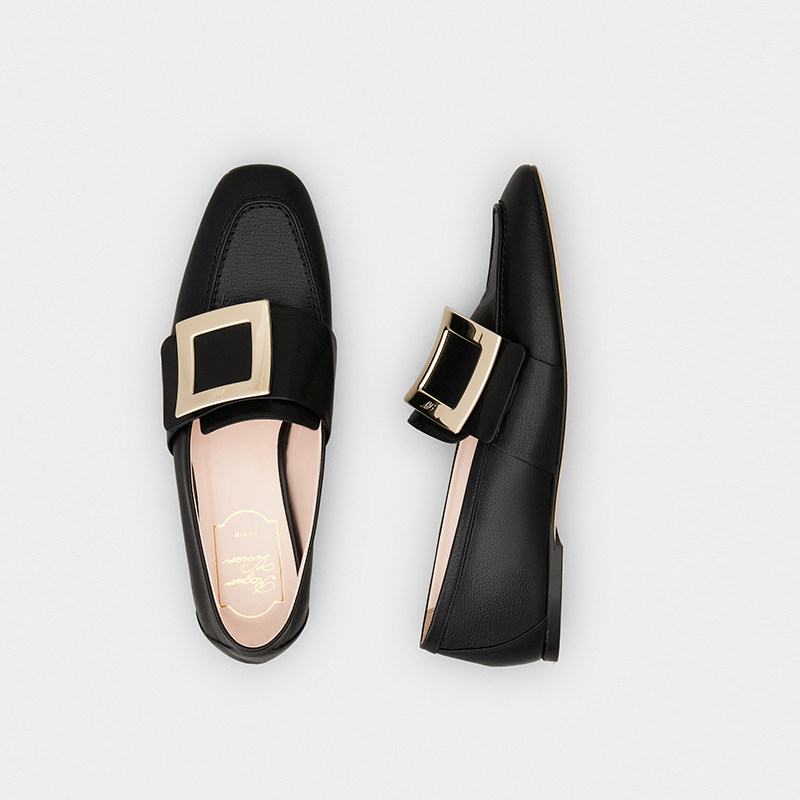 rogervivier女鞋softloafer系列金属方扣乐福平底乐福鞋豆豆鞋