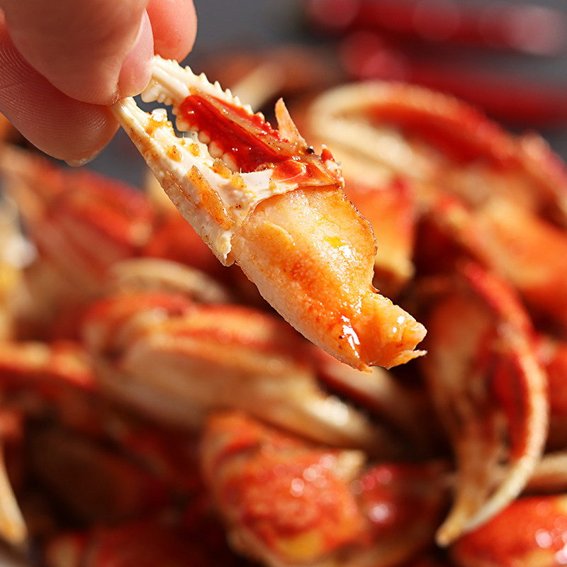 麻辣蟹钳捞汁小海海鲜罐装即食香辣蟹腿小吃鸡肉零食