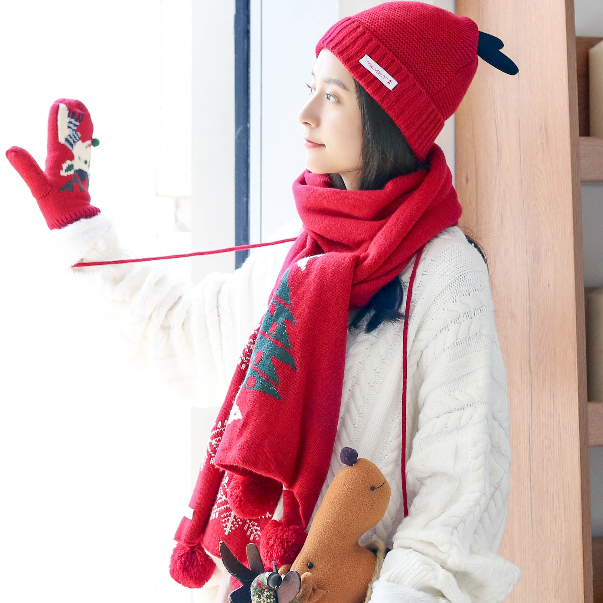 围巾手套凡饰帽子三件件套女士冬天保暖韩版三件套