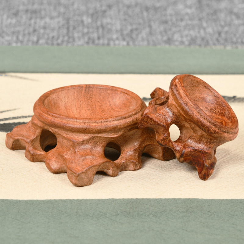 底座实木水晶球红木核桃文玩托奇石头圆球球形木雕