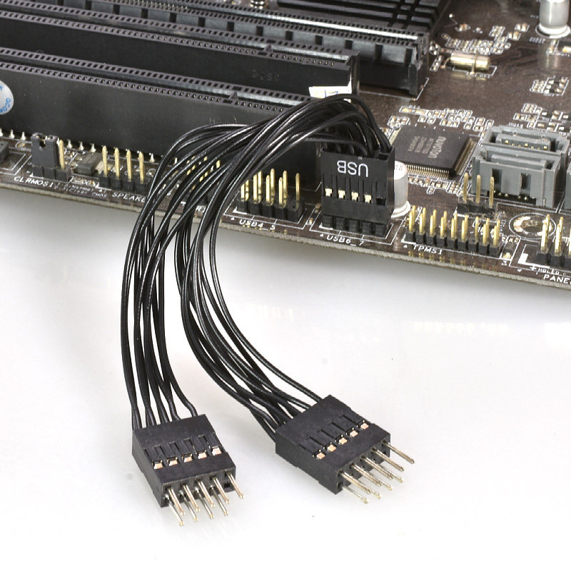 9针转双台式主板usb2.0一分9pin杜邦2.54扩展连接线