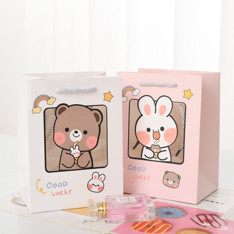 袋子礼品袋大号卡通礼物包装包装袋开窗可爱手提袋糖盒