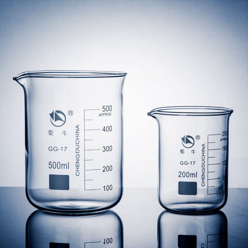 新款科学科学实验实验室蜀牛刻度耐高温玻璃烧杯100250500ml杯子