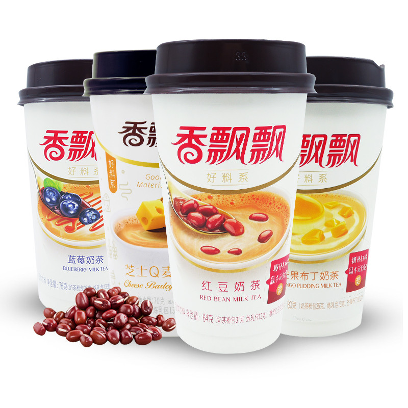 香飘飘奶茶红豆12杯多口口味混合合速冲泡下午茶杯装奶茶