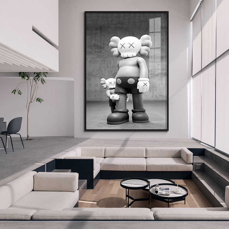 玄关装饰画芝麻街kaws轻奢客厅沙发背景墙壁画创意现代装饰画