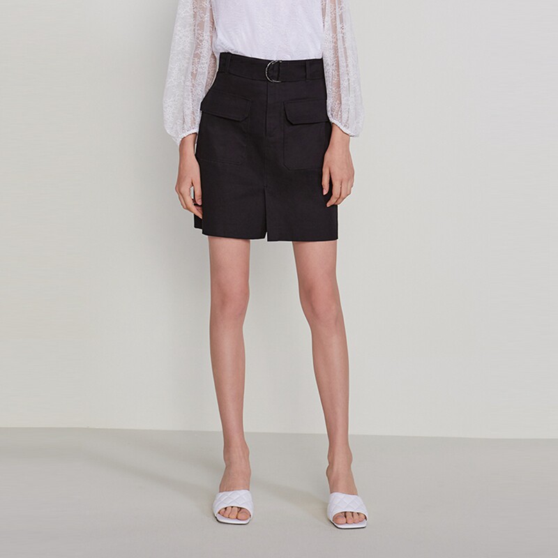 ochirly欧时力春装气质腰带短裙字裙工装半身1ry2070640半身裙