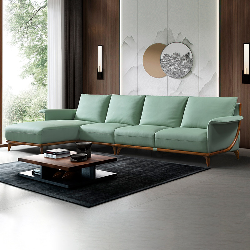 新中式乌金木真皮沙发头层牛皮现代轻奢大小户型高端实木客厅组合