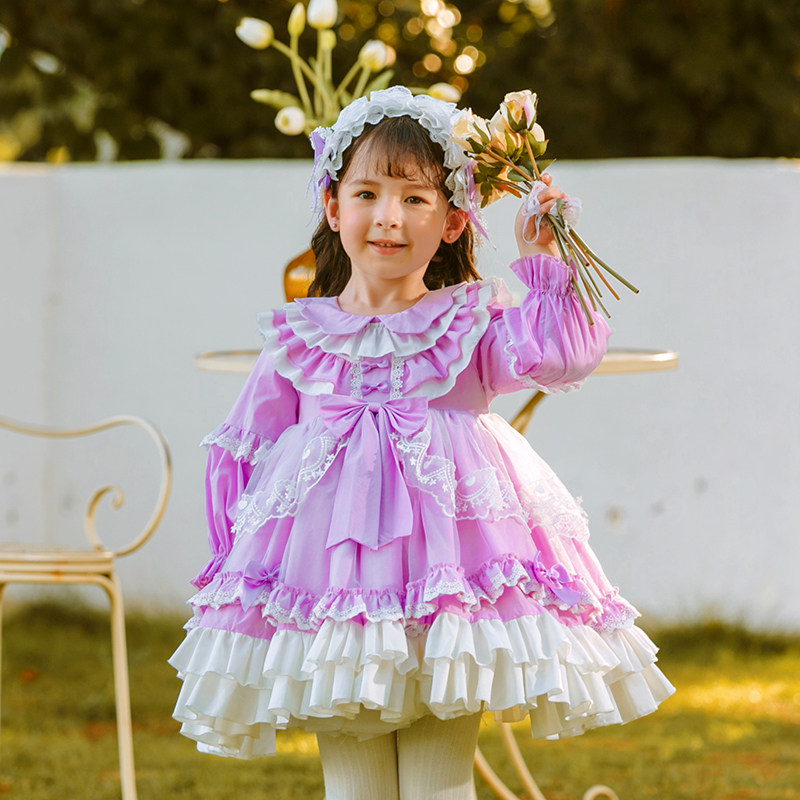 洋气枝芽童装女童洛丽塔春秋连衣裙2022新款小女孩连衣裙