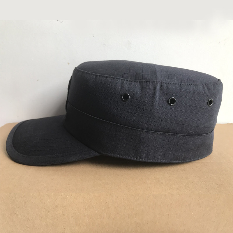 作训新款夏季黑色训练执勤帽藏青色网格物业帽子