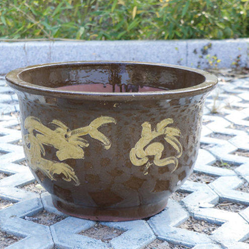 花盆陶瓷大号庭院大花盆特大号紫砂大圆盆户外铁树龙缸花盆清仓