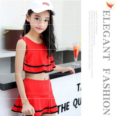 走秀儿童游泳衣中大女童分体海边黑色连体567岁儿童泳衣