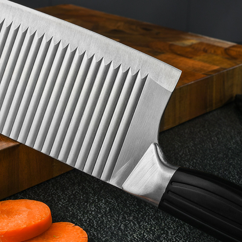 全钢免磨不锈钢波纹不粘菜刀家用