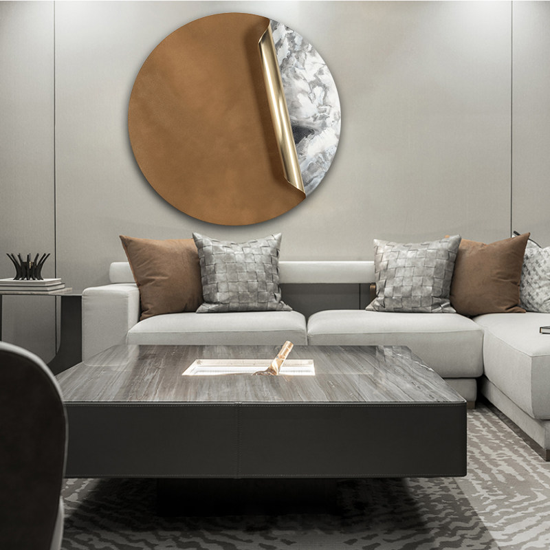 金属挂画玄关入户装置立体实物圆形新中式装饰画现代装饰画