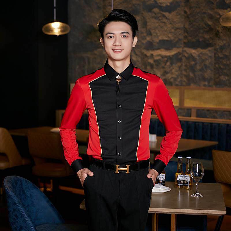 龙丽儿ktv服务员马甲衬衫秋冬装酒吧夜场工作服长袖夜总会少爷服