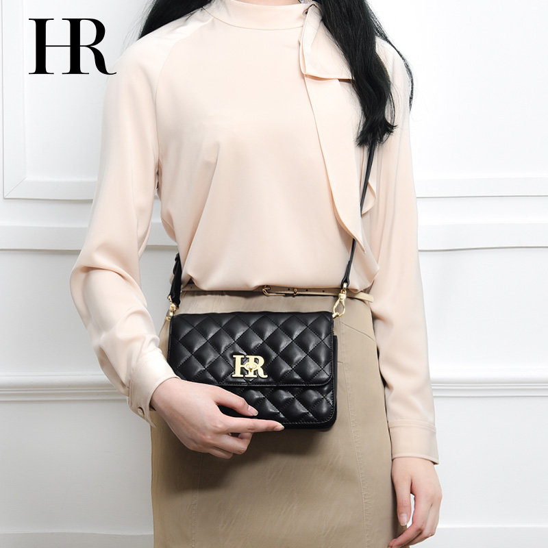 斜挎包单肩品牌轻奢包轻奢链条hr菱格赫莲娜包菱格通用款女包