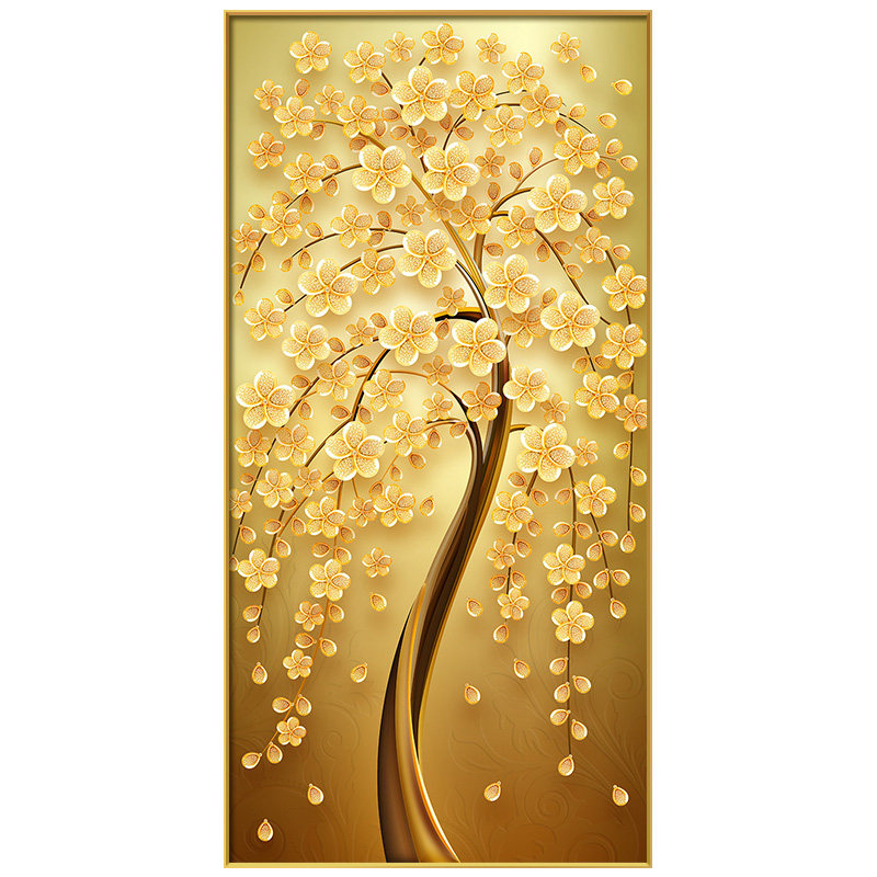 发财树玄关装饰画招财树摇钱树挂正对大门走廊过道现代装饰画