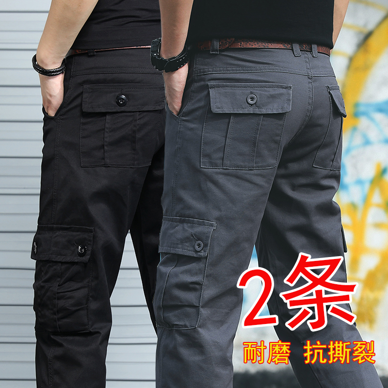 夏季休闲工装裤男纯棉宽松直筒裤劳保电焊工作裤耐脏耐磨透气长裤