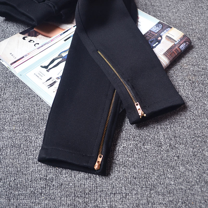 韩国高腰黑色裤子春秋薄款小脚大码魔术裤冬加绒打底裤女外穿长裤