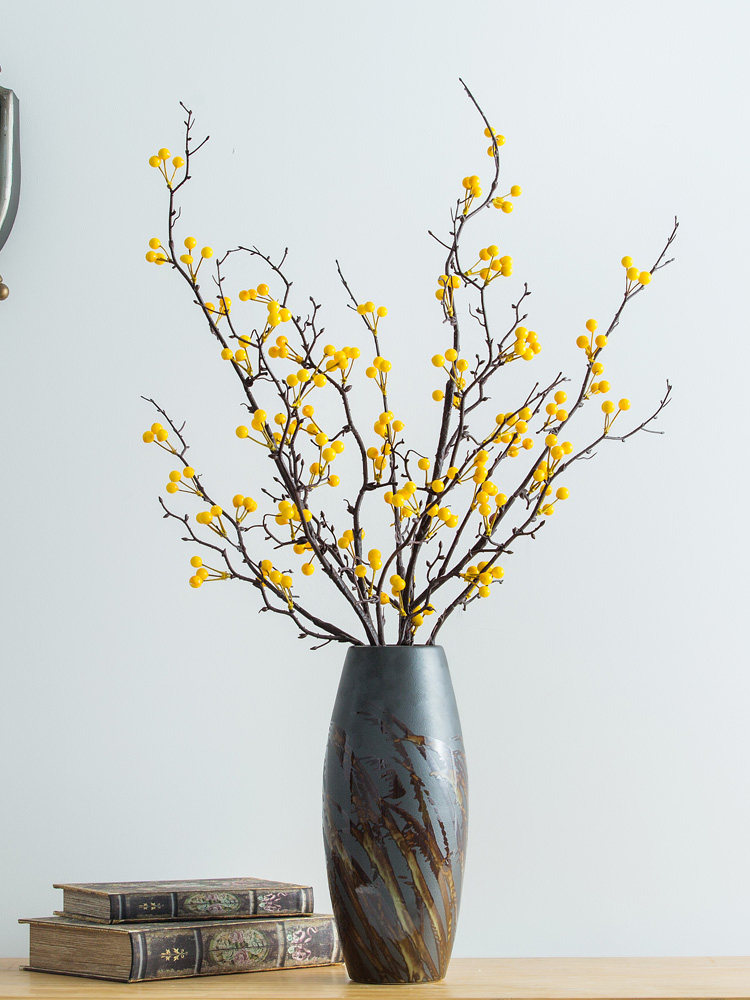 过年发财红果插花花束放客客厅干花冬青仿真仿真花