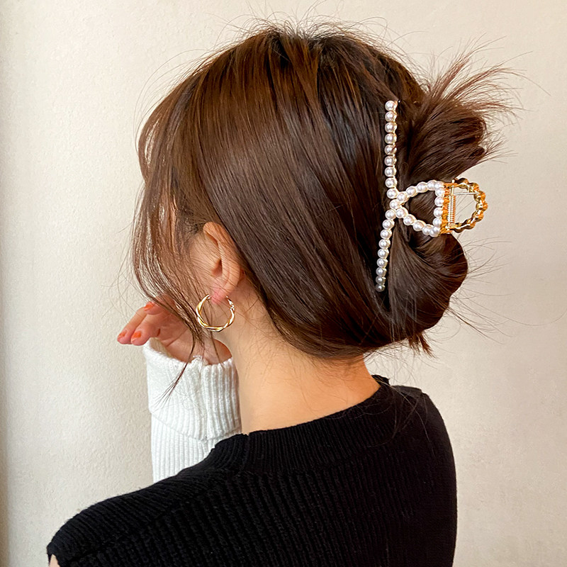 网红红头发夹子金属抓夹后脑勺发夹优雅气质大鲨鱼发饰