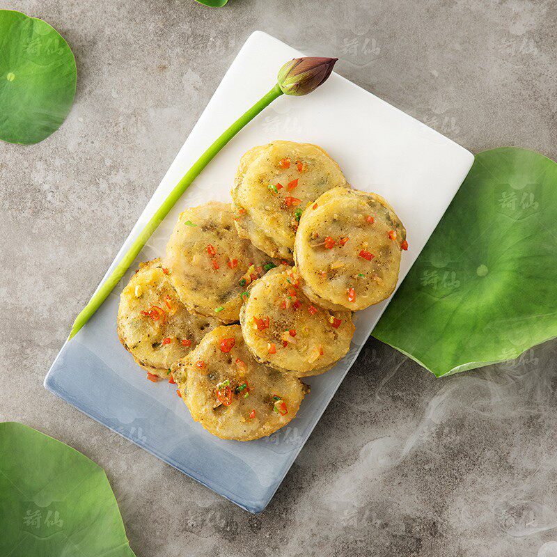 荷仙藕夹藕合荠菜鸡肉肉馅莲藕油炸小吃香脆半成品肉类