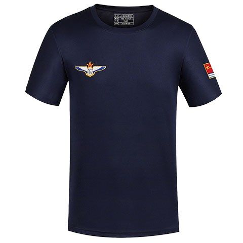 中国中国海海军刺绣飞行员体能训练空军胸标圆领衫t恤