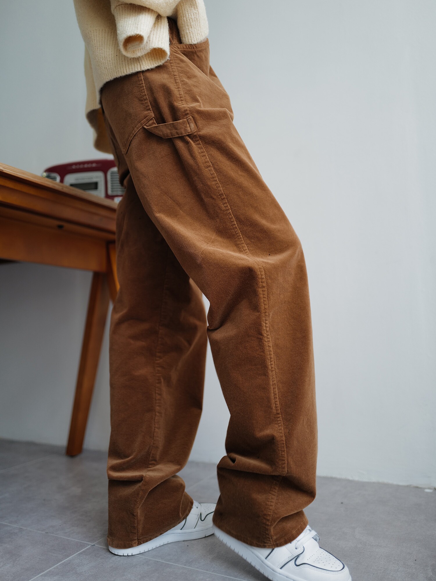 zrde175筒裤加厚秋冬2021绒裤灯芯加长高灯芯宽松休闲裤