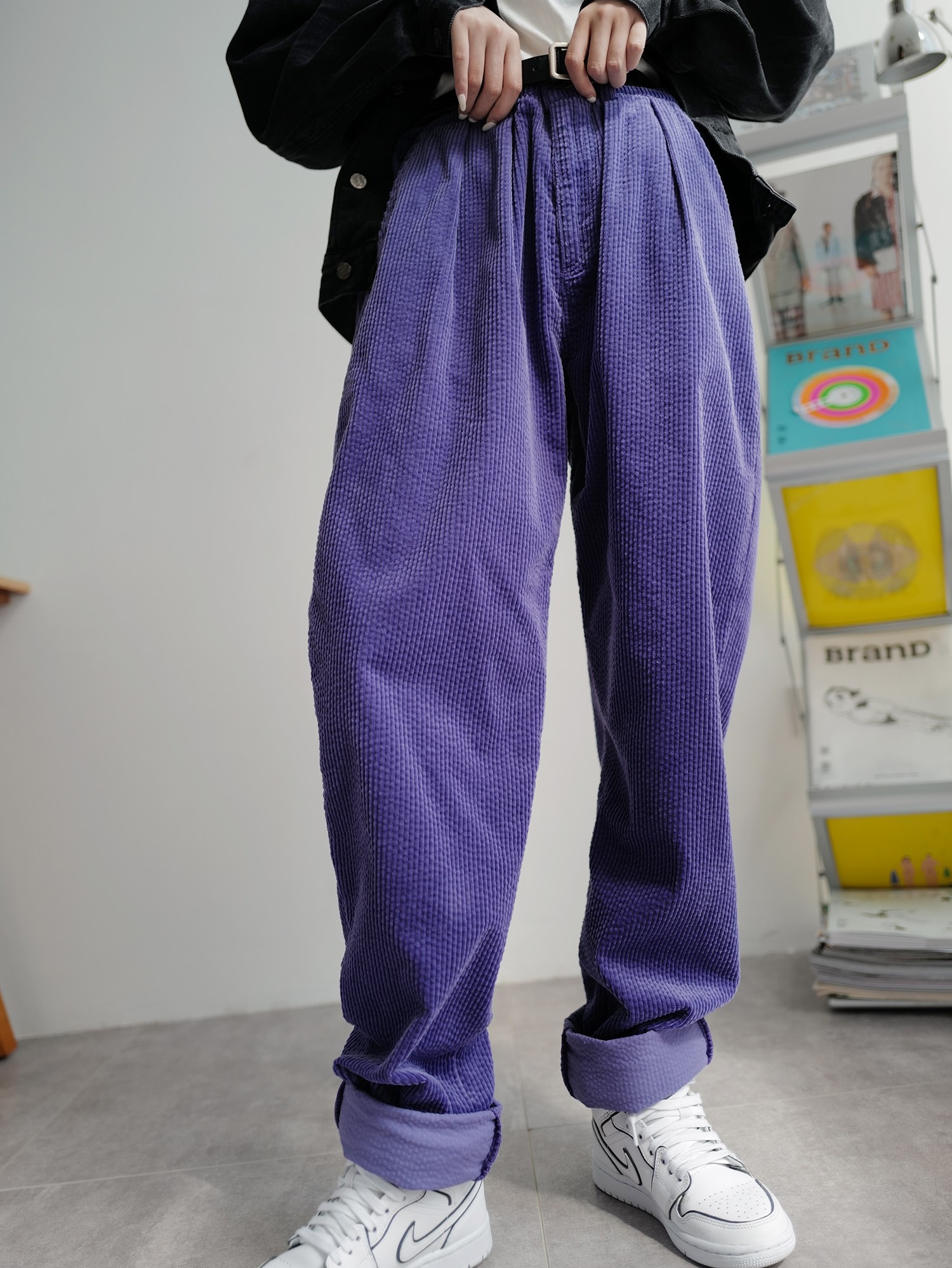 zrde高个子加长女裤工装宽松灯芯灯芯绒绒裤秋冬休闲裤