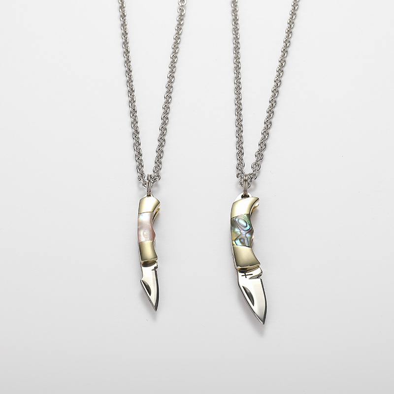 项链合法防身贝壳小刀男士快递潮男创意简约项链