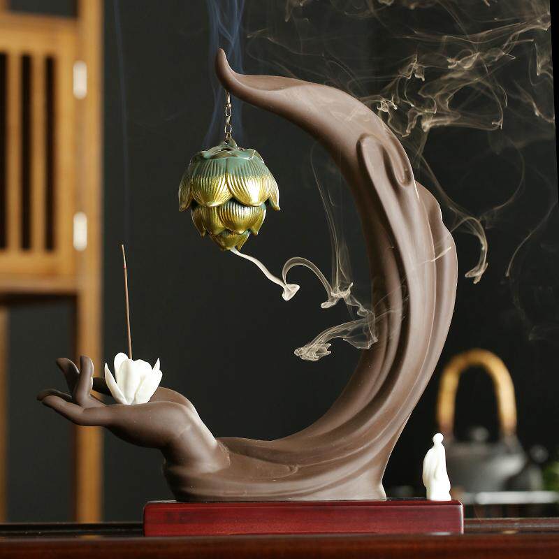 日本mg草肃堂禅意摆件复古倒流流香中式茶室摆件