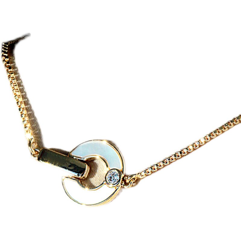 老师颜选白金电镀高级环形锁扣手链抽拉绳细项链