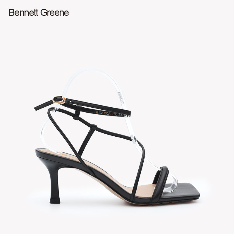 班妮特格格林时尚羊皮高跟凉鞋2021年夏季新款时装凉鞋