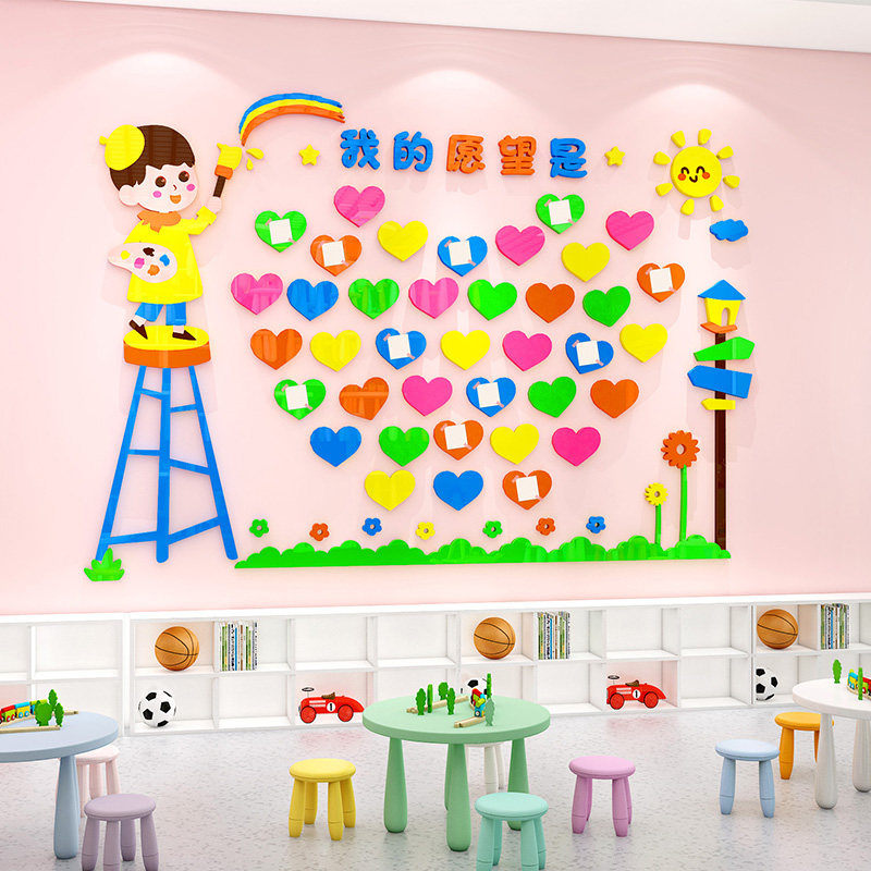 布置心愿墙布幼儿园许愿树创意墙贴文化环创小学文化墙贴