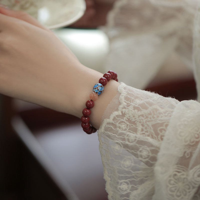 hucu朱砂手串女款手链佛珠本命年虎年饰品原石手链