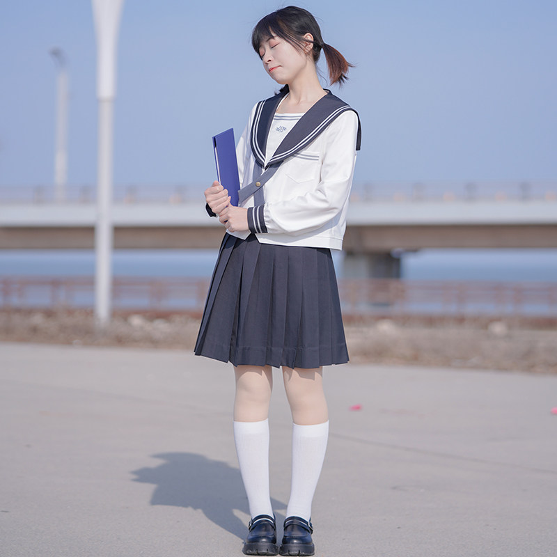 感日灰轮服蓝水手长袖jk校供原创栗子海胆学生校服